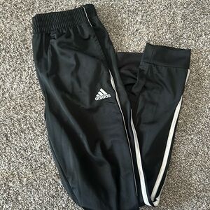 Adidas young adult/boys joggers. Like new! Black with white stripes. Large 14/16
